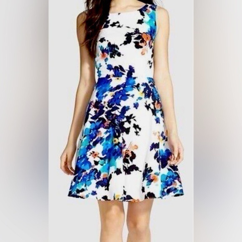 Betsey Johnson White Abstract Print Fit and Flare Cocktail Dress Size 6